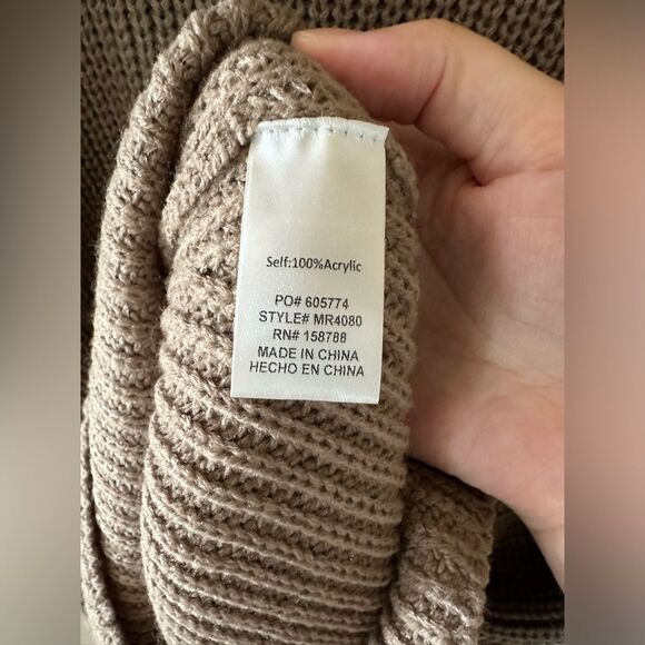 Mable Sloan Knit Oversized Sweater Romper Taupe Brown Size S / M - Picture 9 of 9